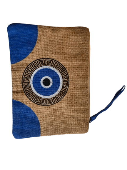Handmade Greek Evil Eye Jute Clutch view 2