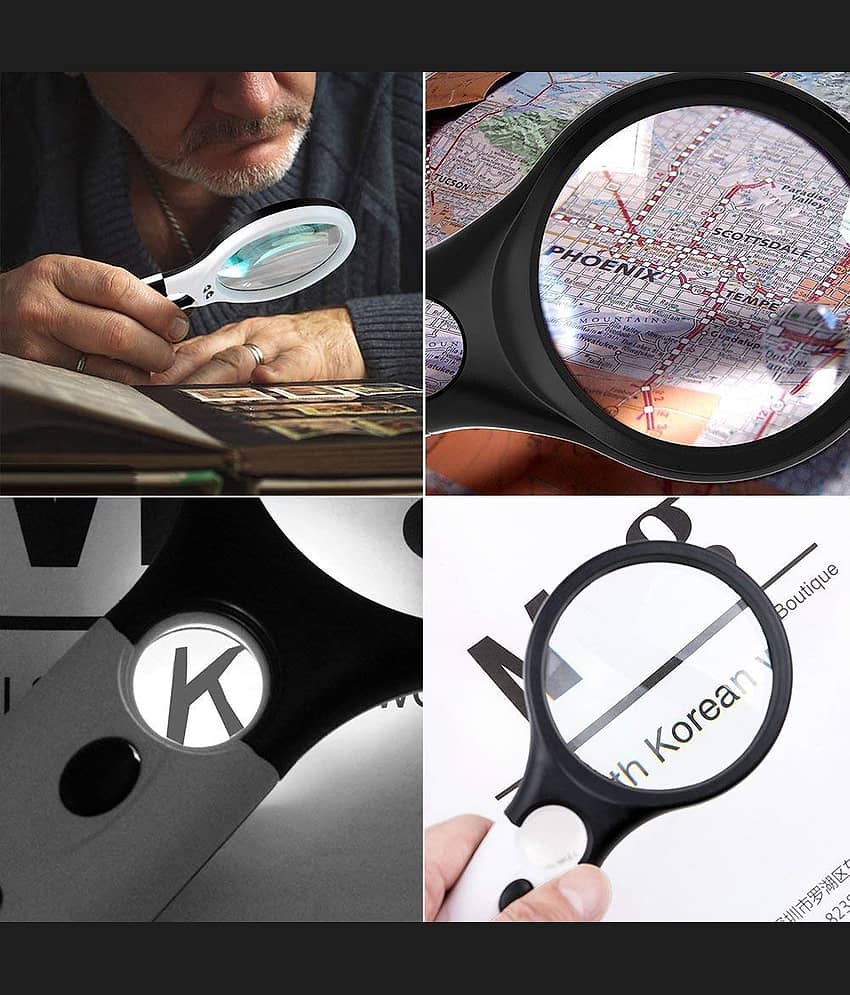 Magnifying Glass with 3 Ledeniors, Book and Newspaper Reading, Eyelash Extensions, Classroom Science Magnifier Glass (1) view 2