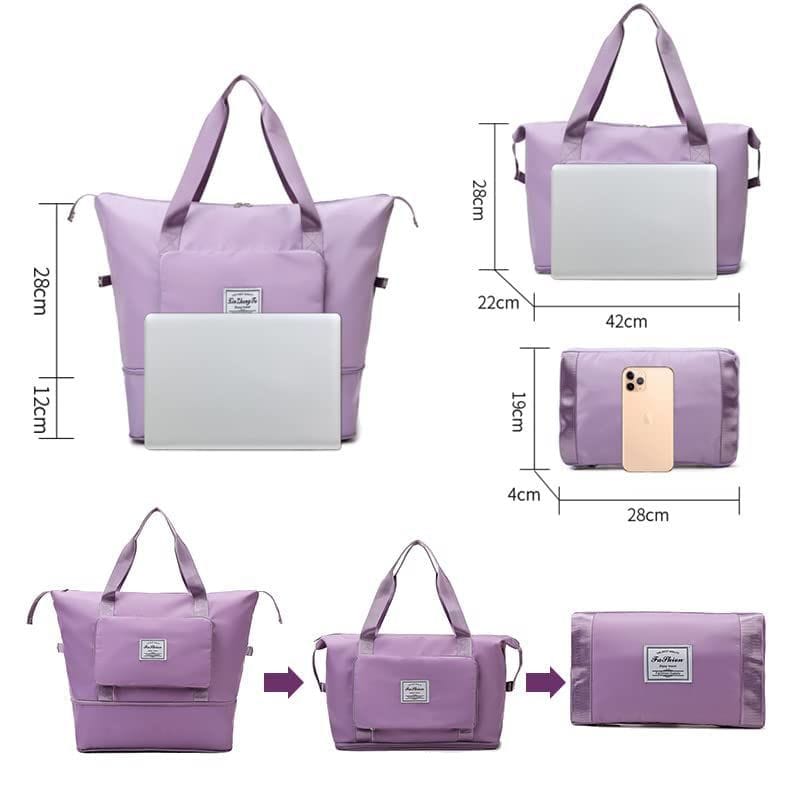SPARROWFLY Foldable Travel Duffle Bag for Women Lightweight Waterproof Luggage Bag for Travel (40 x 23 x 45cm) (Light Purple) view 2