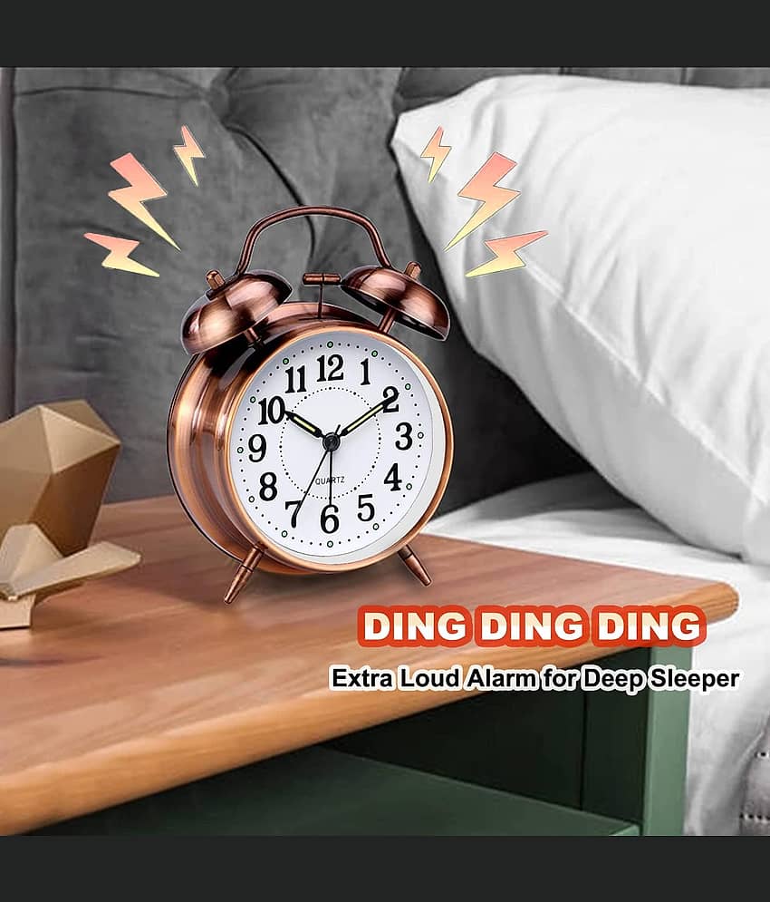 Bhavyta Analog Metal Twin Bell Alarm Clock - Pack of 1 view 2