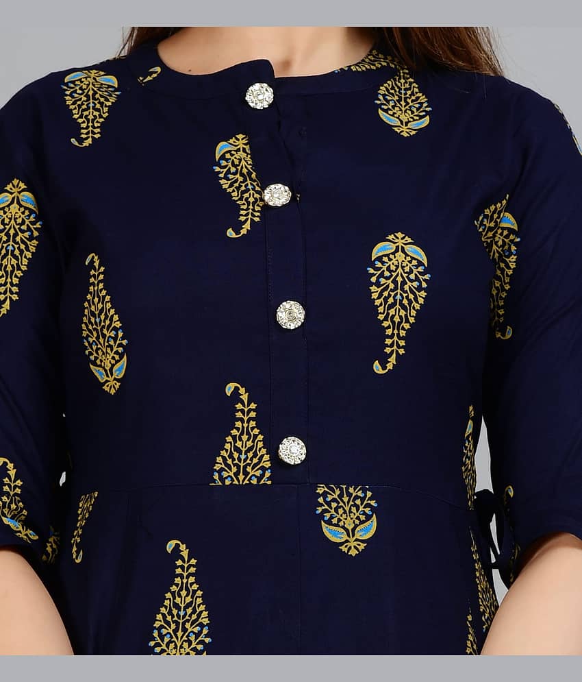 Smien - Yellow Rayon Women's Flared Kurti ( Pack of 1 ) view 2