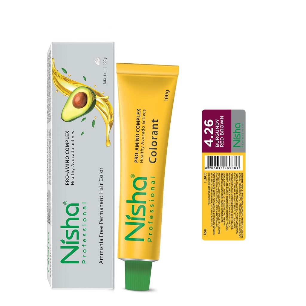Nisha Professional Creme Hair Color 4.26 Burgundy Red Brown 100g, Permanent Hair Colour, Professional Salon Hair Colour view 2