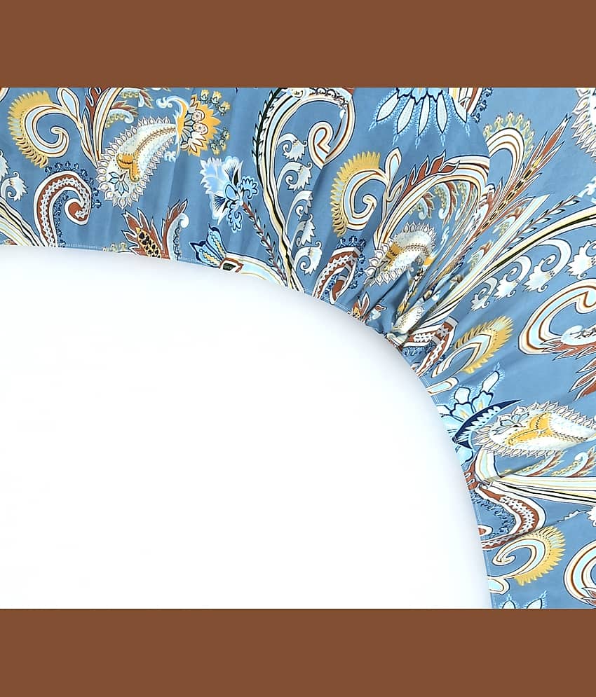 Apala Microfibre Floral 1 Bedsheet with 2 Pillow Covers - Sky Blue view 2