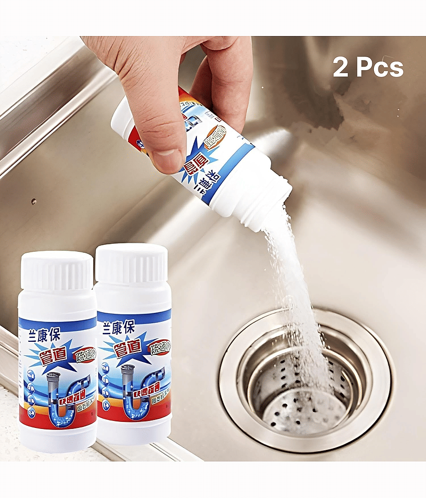 2 pcs Sink & Drain Cleaner Powder | Powerful & Clog Remover Sink Cleaning Powder | Automatic Toilet Blockage Cleaner, Removes Clogs, Blockage in Washbasin, Septic Tank, Sinks, Pipes