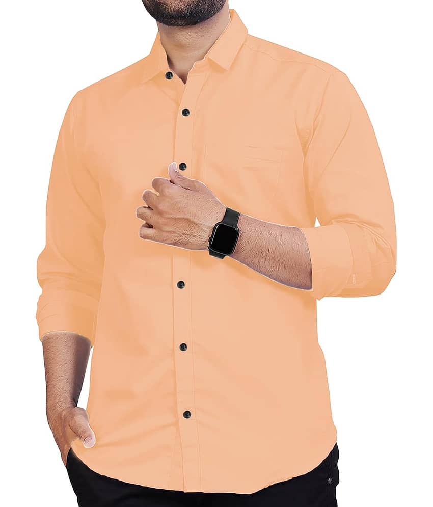 Apektra Cotton Blend Slim Fit Solids Full Sleeves Men's Casual Shirt - Beige ( Pack of 1 ) view 2