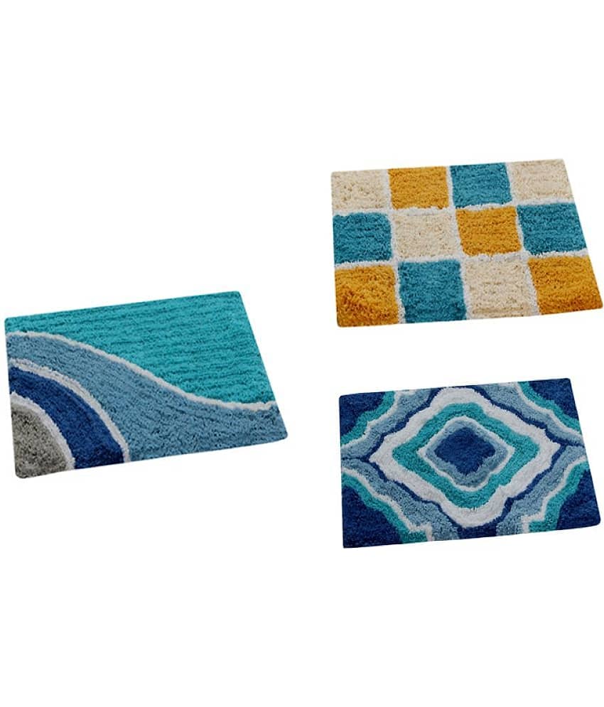 Aazeem Antiskid Cotton Door Mat ( 60 X 40 cm ) Set of 3 Black view 2