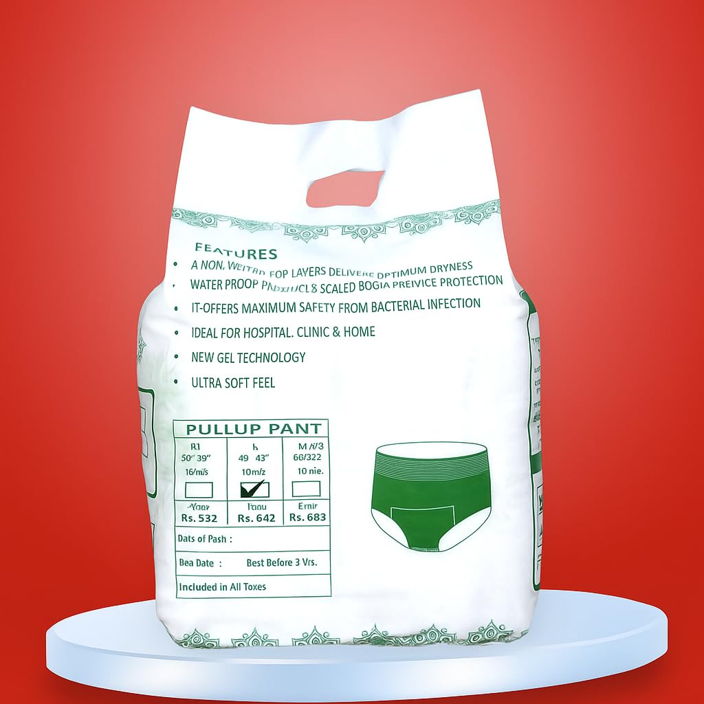 A Care Touch Adult Diaper Pullups Pant Large - Excel (L-XL) - 10 Count (Large) with odour lock and Anti-Bacterial Absorbent Core- Waist Size (78.75x119.40 CM / 31-47 inches). view 2