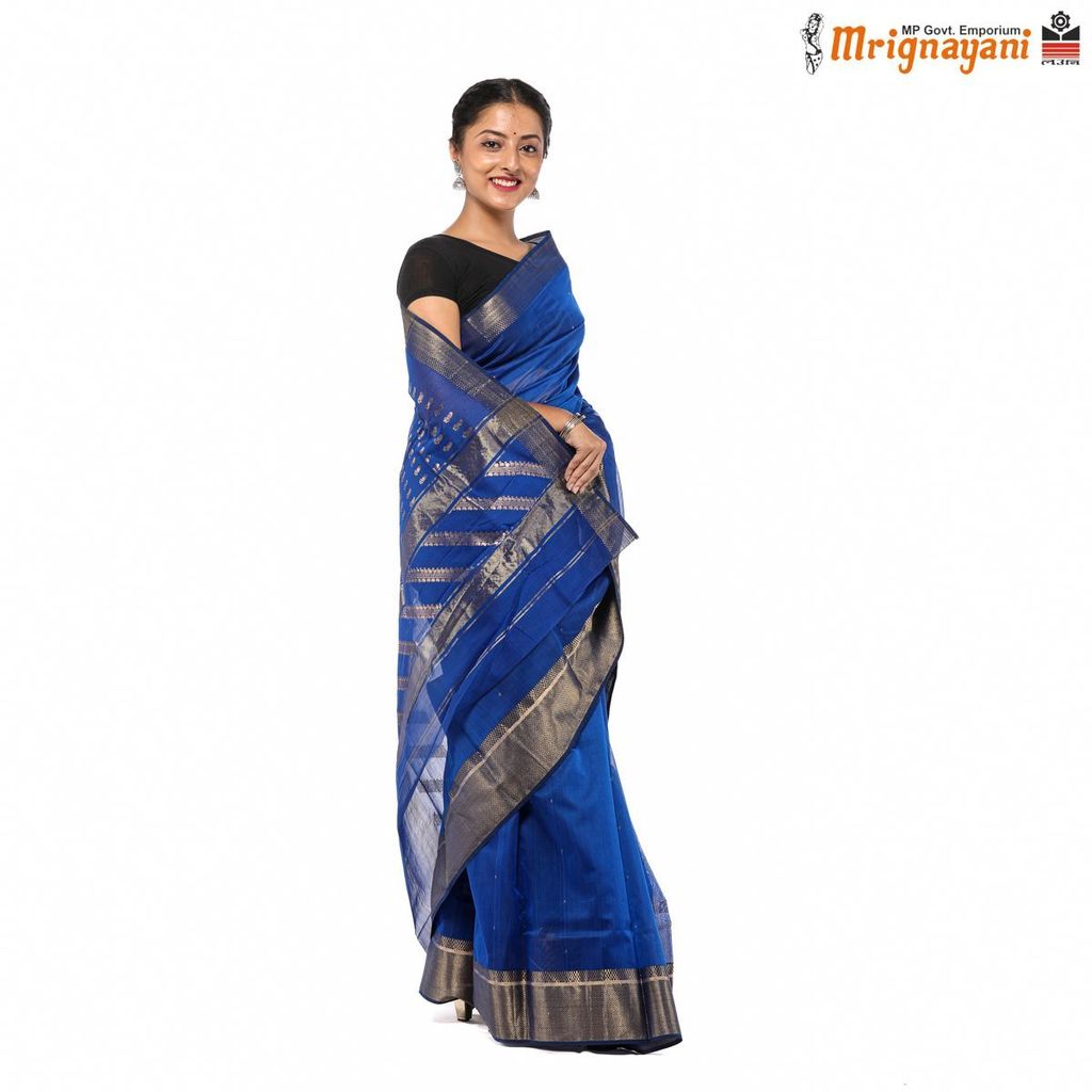 HANDLOOM MAHESHWARI SILK SAREE WITH BLOUSE (SKU - 3S0105300422, SAREE-1076) view 2