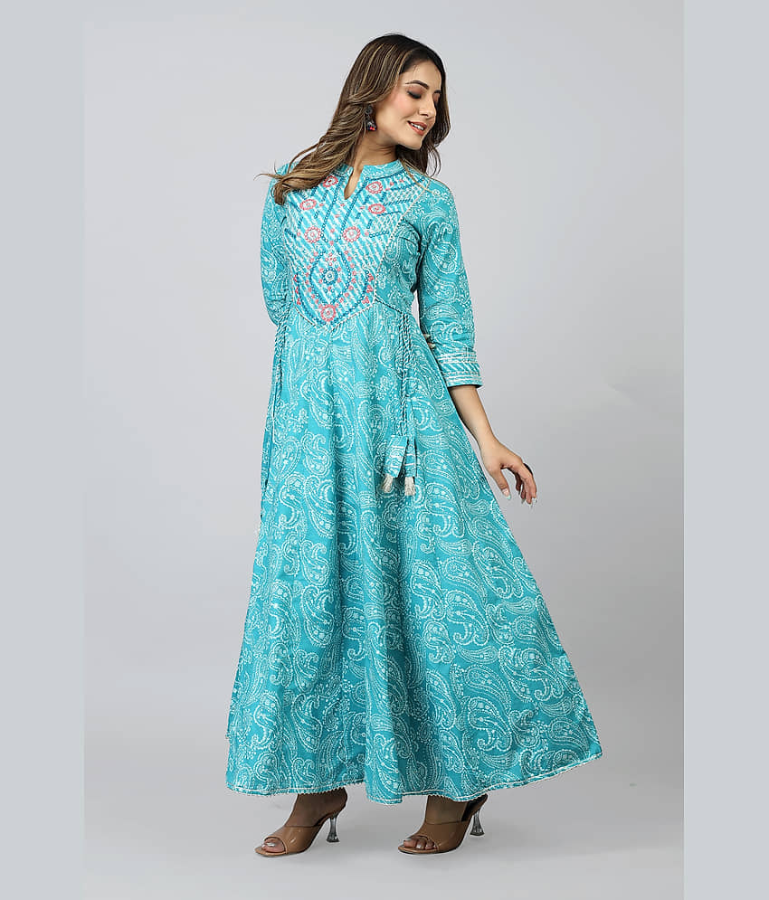 SARRAS Cotton Printed Anarkali Women's Kurti - Green ( Pack of 1 ) view 2