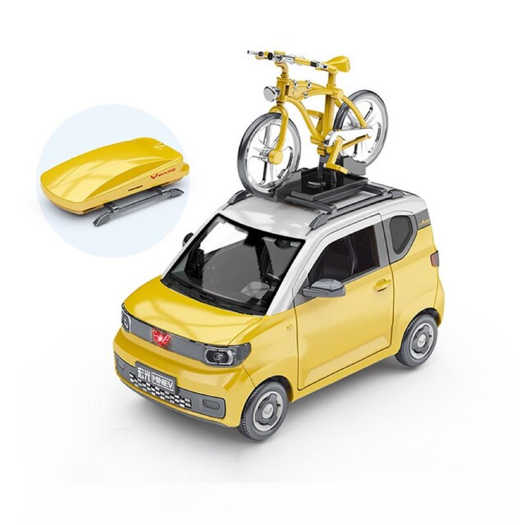 KTRS ENTERPRISE 1:24 for W-LHG Mini EV with Bicycle Alloy Diecast Model Vehicle Sound Light Gift Collection Lovely 1:16 Scale 4WD Simulation LED Truck Decoration view 2