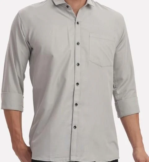 Men's Solid Satin Stylish Casual Shirt Grey view 2
