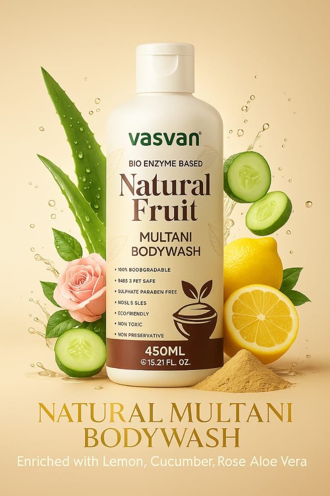 Vasvan Natural Fruit Multani Bodywash - Bio Enzyme Based, 450ml view 2