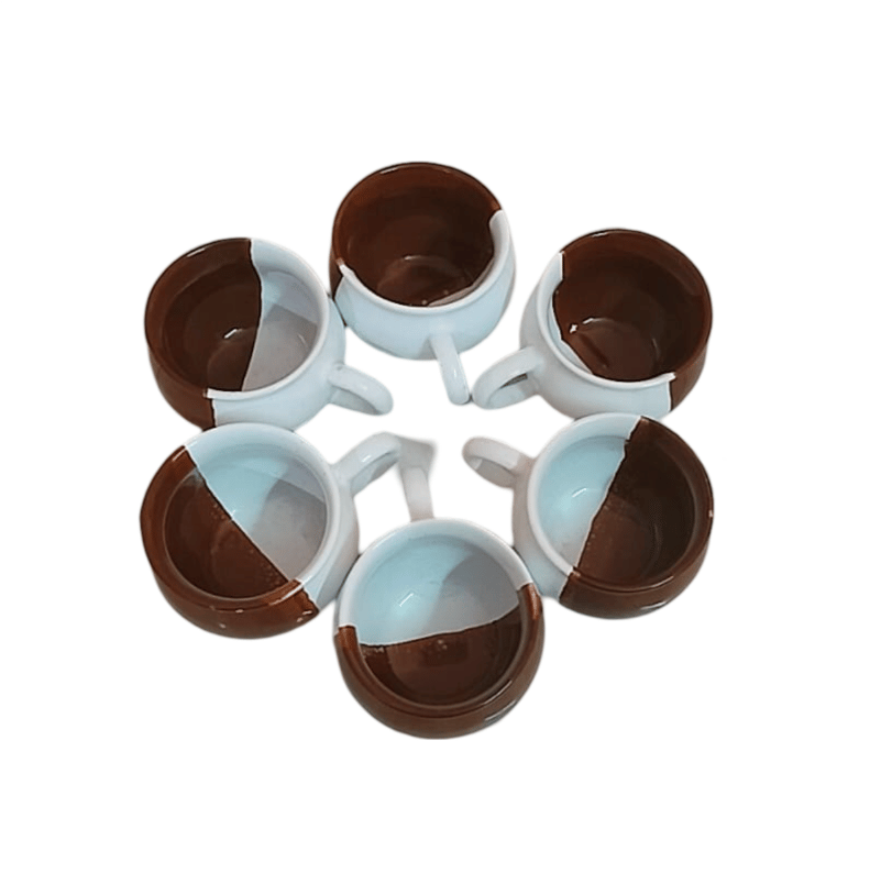 Handmade Ceramic Coffee Mug with Unique Two-Tone Design - Set of 6 view 2