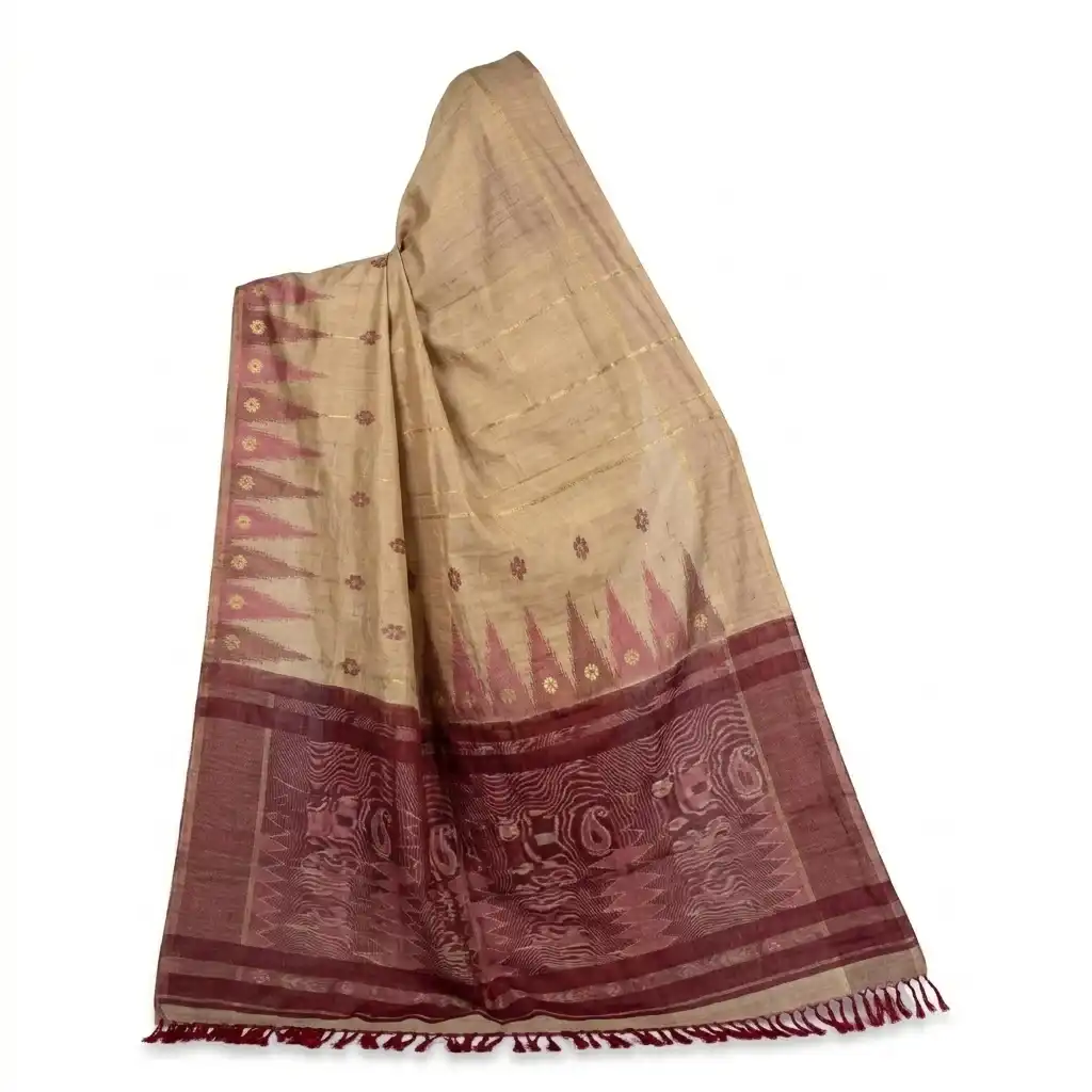 Sambalpuri Yellow Pink Heritage Bloom Handloom Saree view 2