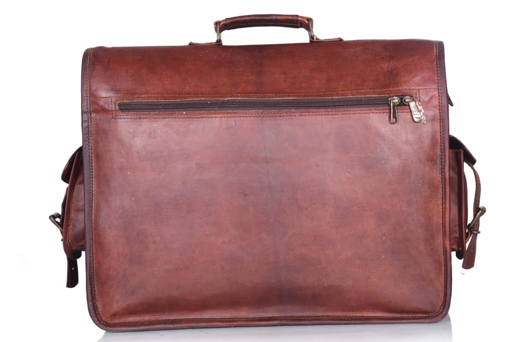 Joyait Leather Handicraft - Vintage Handmade Leather Travel Messenger Office Crossbody Bag Laptop Briefcase Computer College Satchel Bag For Men And Women view 2