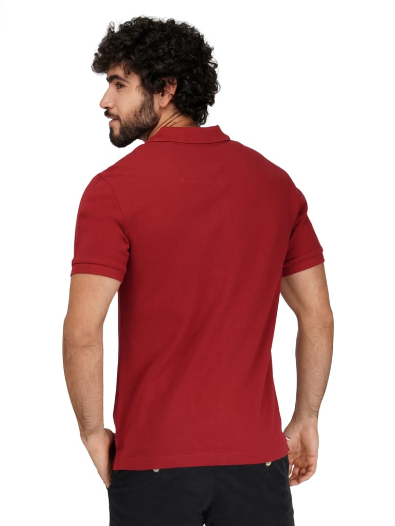 Solid Polo Shirt-MAROON view 2