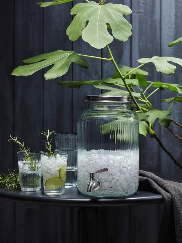 Italian Premium Glass Dispenser with Tap and Steel Lid | 5.5 Littre | Glass Pitcher | Cold Beverage for Beer, Water, Cocktails, Juice, Detox Water | view 2