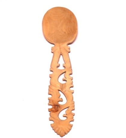Handcrafted Wooden Carved Serving Fork & Spoon Set - Decorative Kitchen Utensils view 2