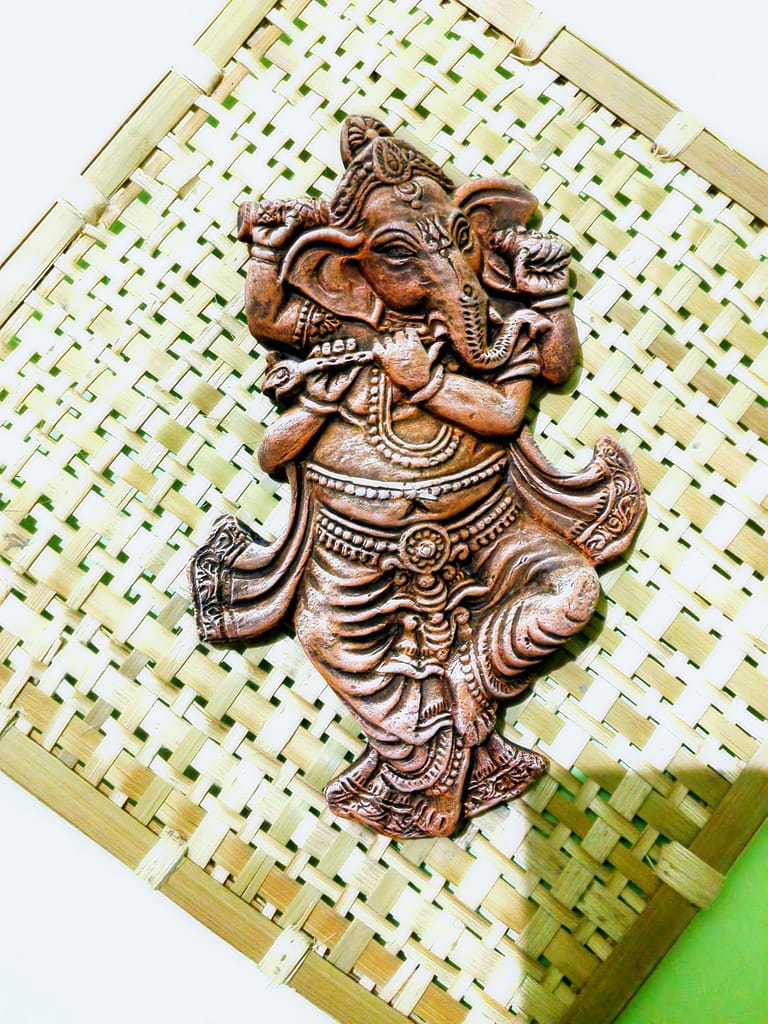 Ganesh Playing with Flute in Bamboo Handicraft view 2