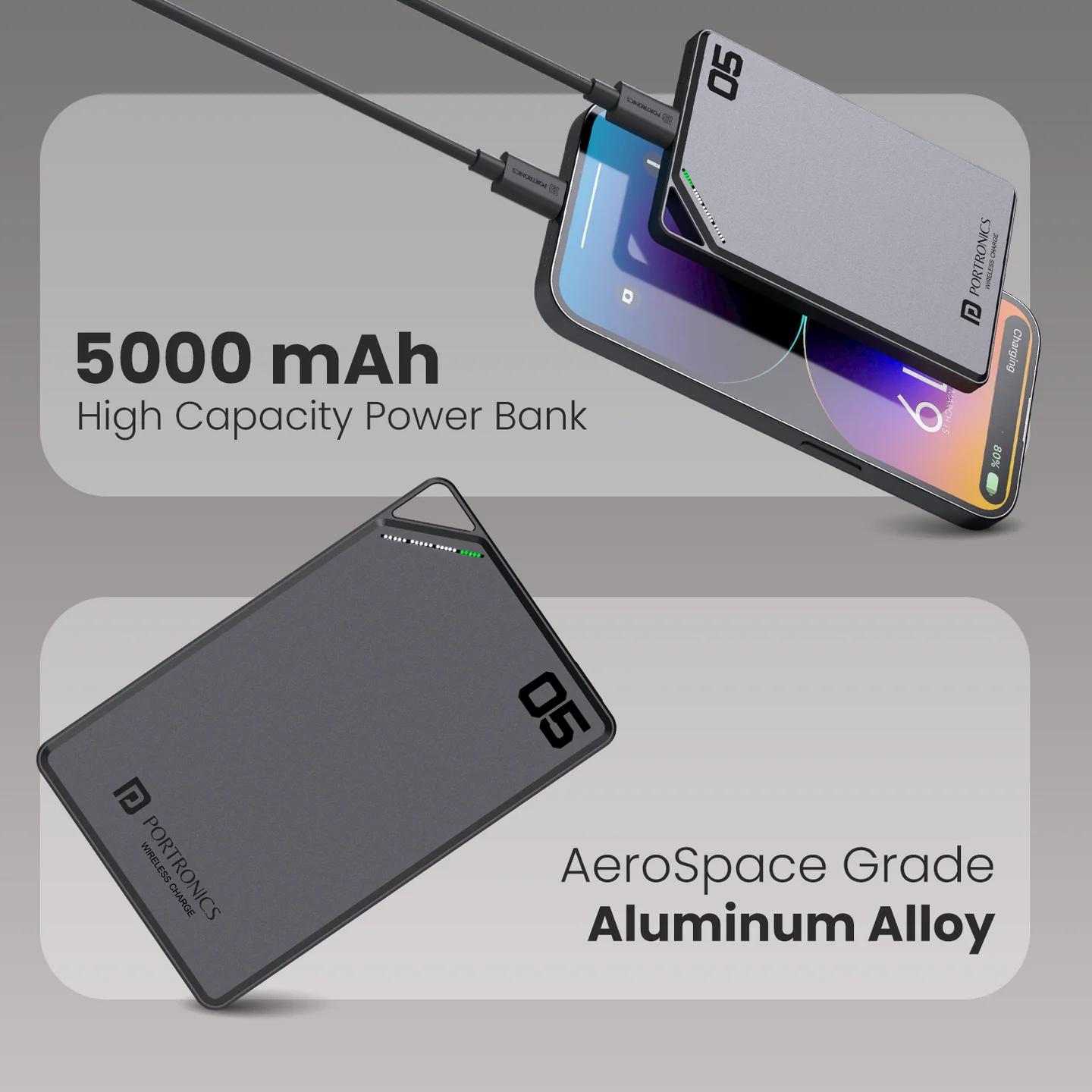 Portronics Boosty 5k 5000mAh 15W Wireless Magnetic Fast Charging Nano Powerbank view 2