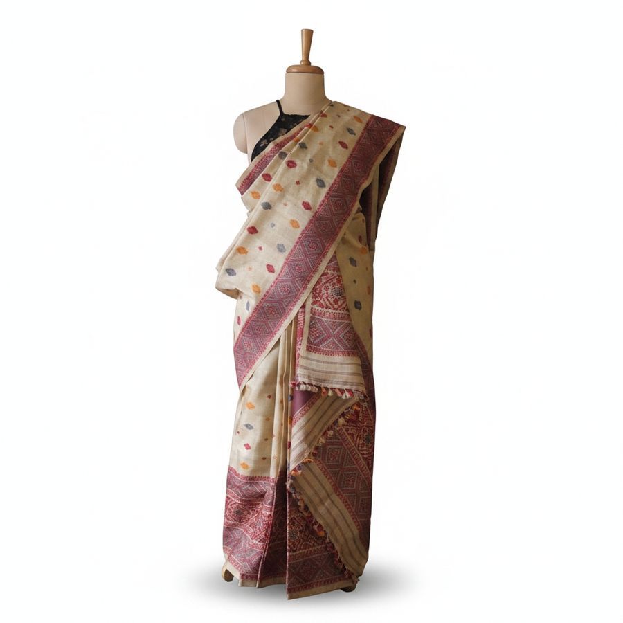 Traditional Hand-Woven Cotton Saree view 2