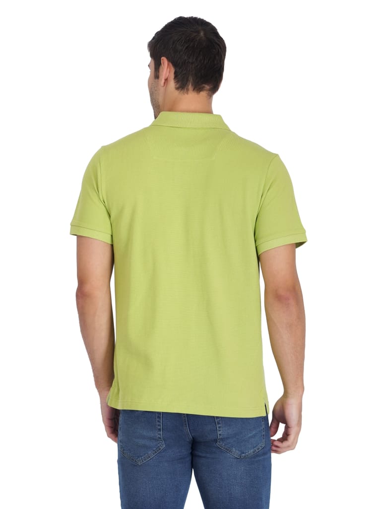 Solid Polo Shirt-LIME view 2