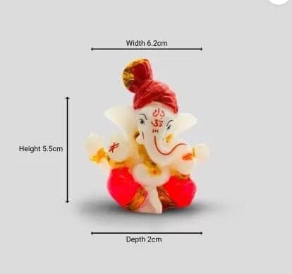 Patwari Arts Lord Ganesha Showpiece for Home Decor & Office/Temple Decor, Car Dashboard Showpiece for Living Room Pagdi Ganesh Ji Murti , (2.3 x 2.3 Inch, Multicolour). view 2