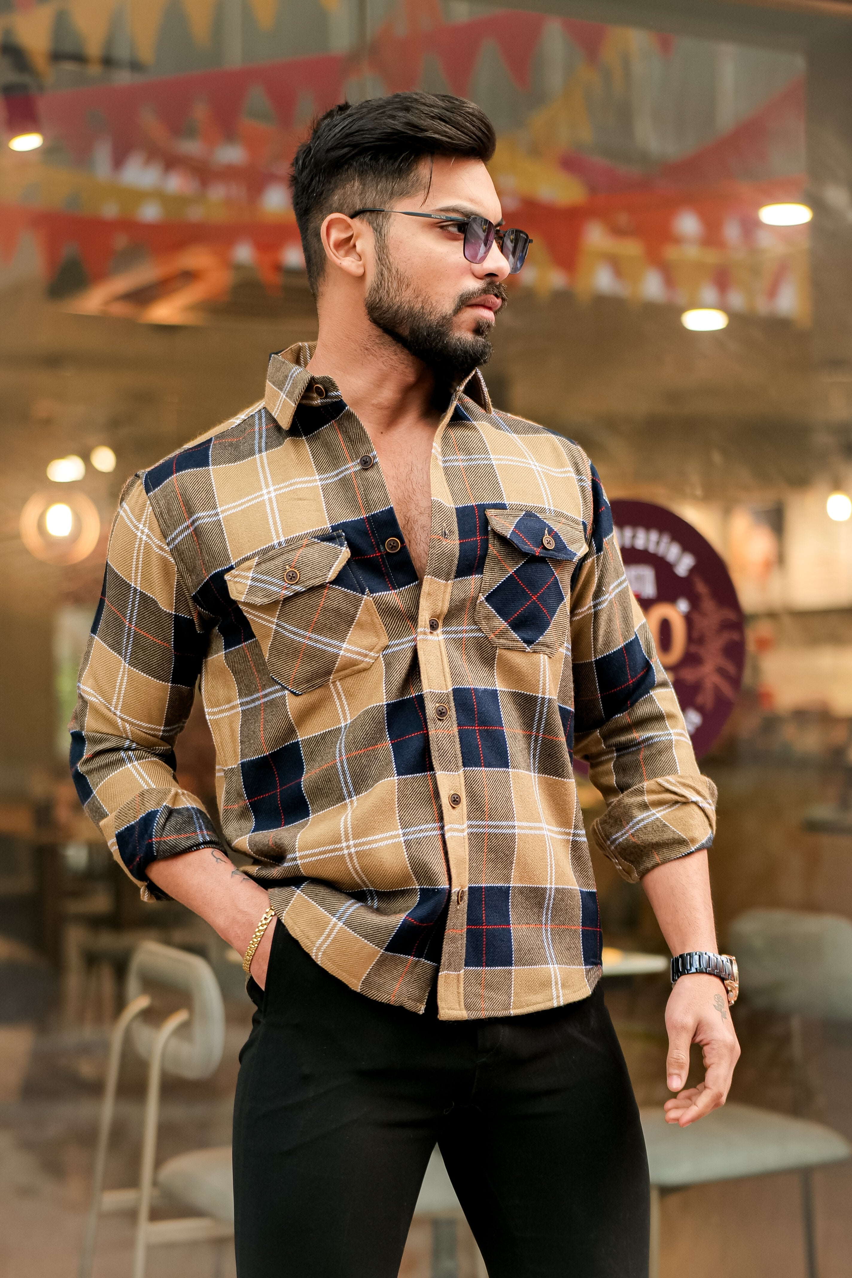 Brown Semi-Winter Checkered Shirt view 2