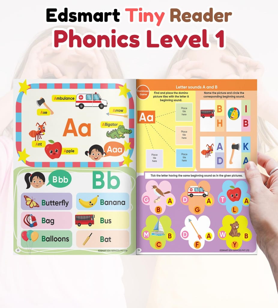 Edsmart English phonics book and game for kids, phonics reader level 1 for 3 years beginners , phonics workbook , phonetic book, Learning Letter ... includes dominoes game to add fun in learning [Paperback] [Jan 01, 2020] Edsmart Edu Services Pvt Ltd view 2