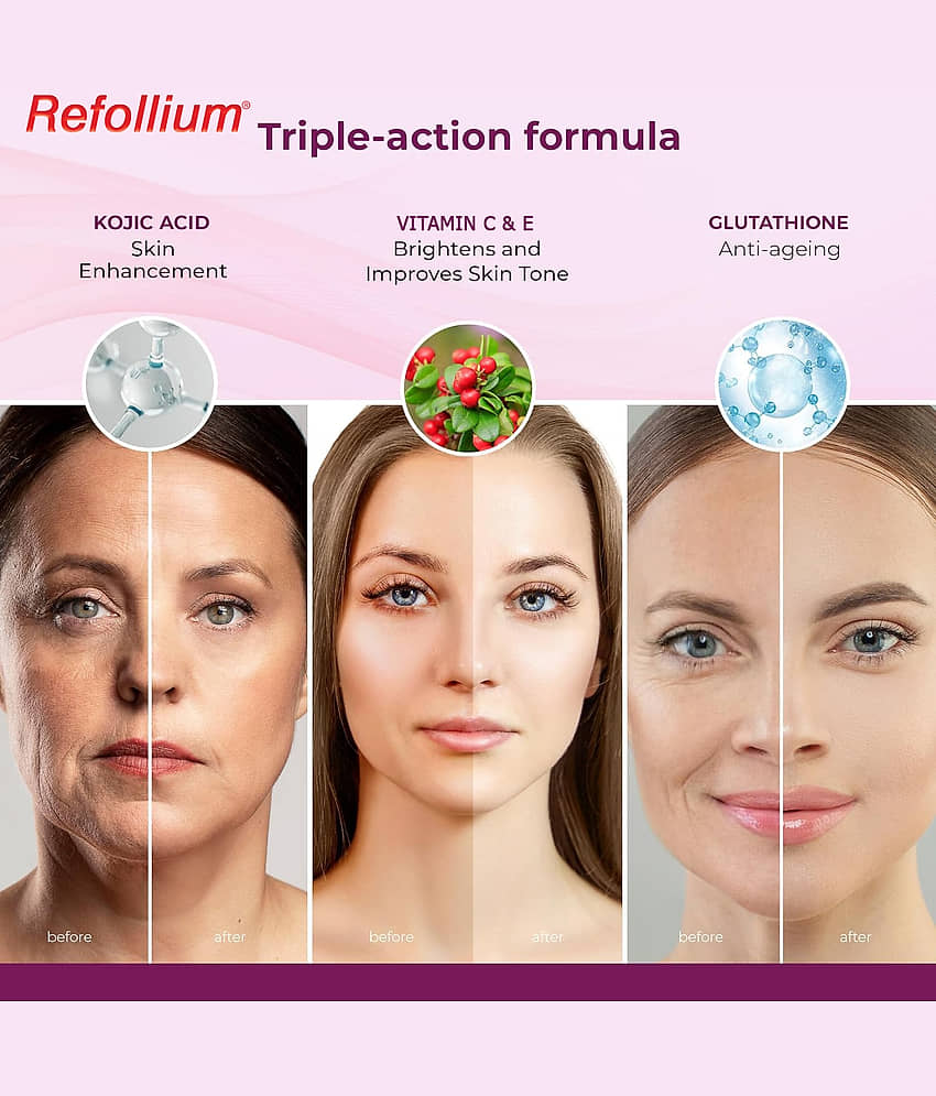 Refollium Skin Whitening Kojic Acid Soap with Glutathione Soap for All Skin Type ( Pack of 3 ) view 2