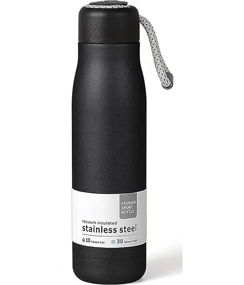Bhavyta Water Bottle with Portable Lid Vacuum Insulated Black Stainless Steel Water Bottle 500 mL ( Set of 1 ) view 2