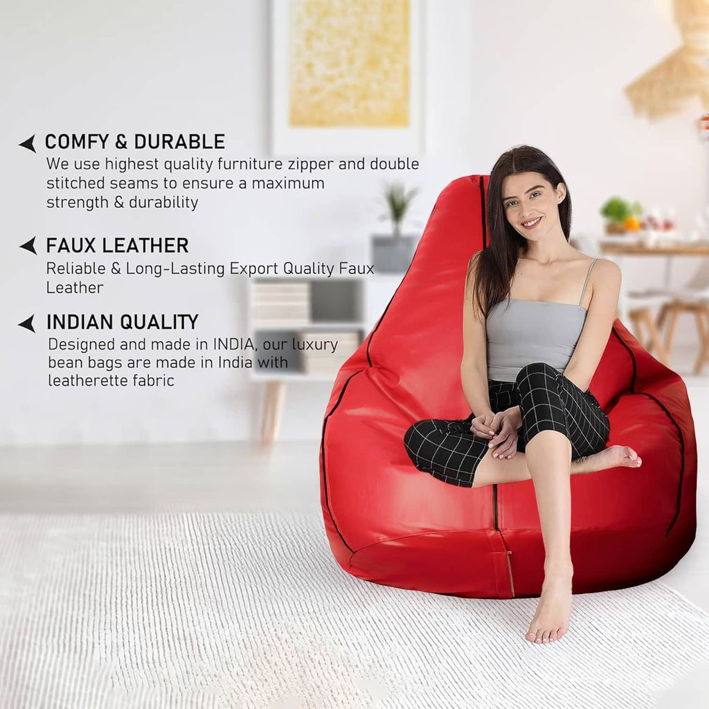 Craftlayout Strip Bean Bag Cover Red Black XXL view 2