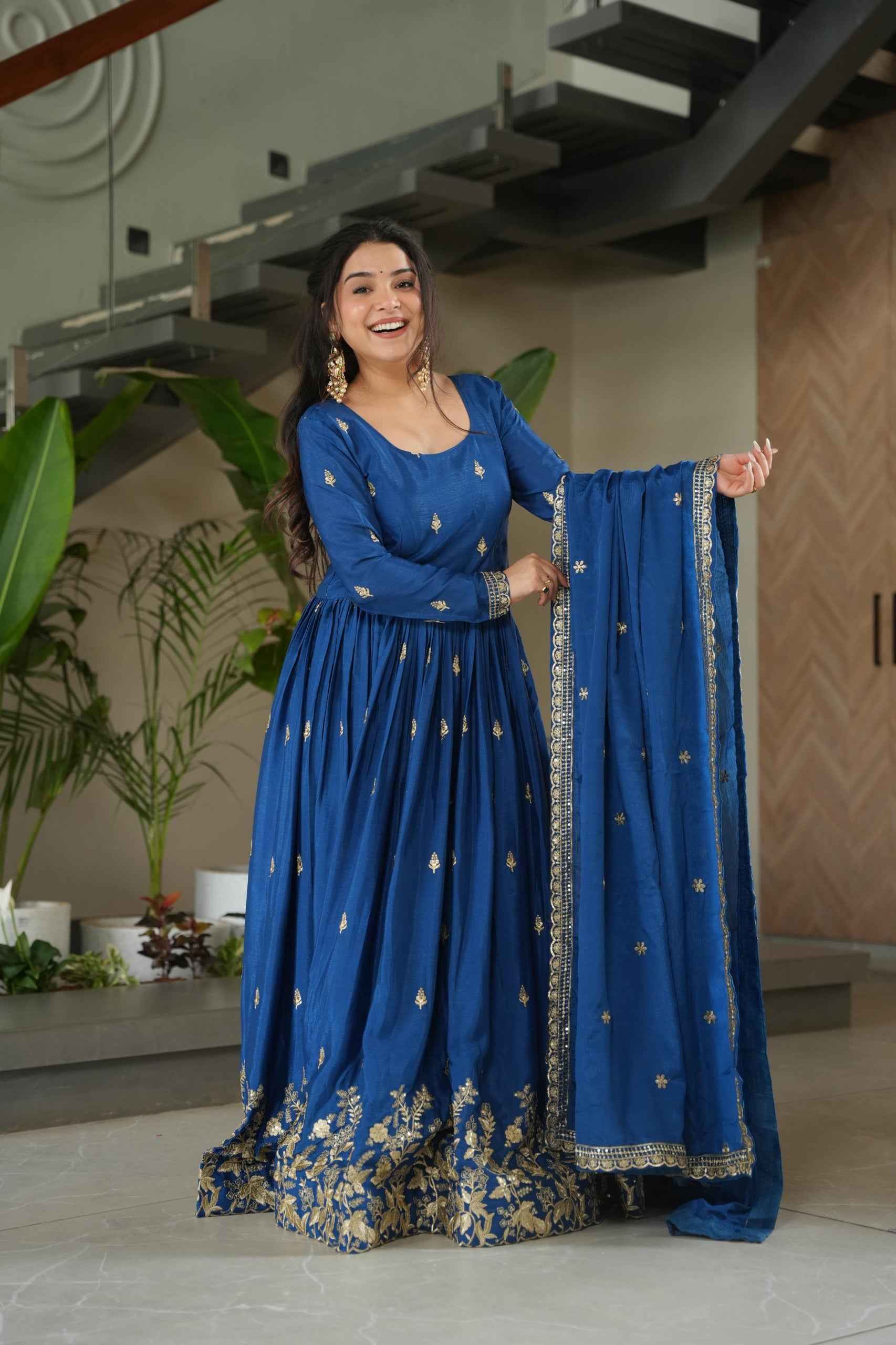 Designer Gown with Dupatta view 2