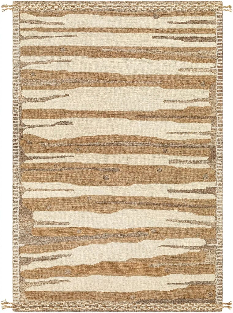 Hand Woven Cherokee Beige and Brown Wool Rug view 2