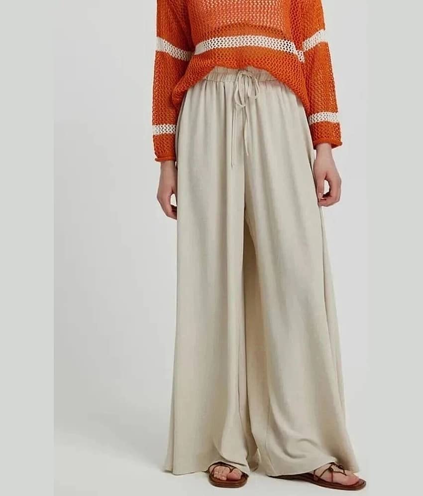 kotty Women Rayon Blend Casual Trousers ( Beige )