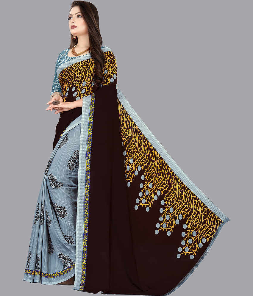 ANAND SAREES Georgette Printed Saree With Unstitched Blouse Piece ( Beige ) view 2
