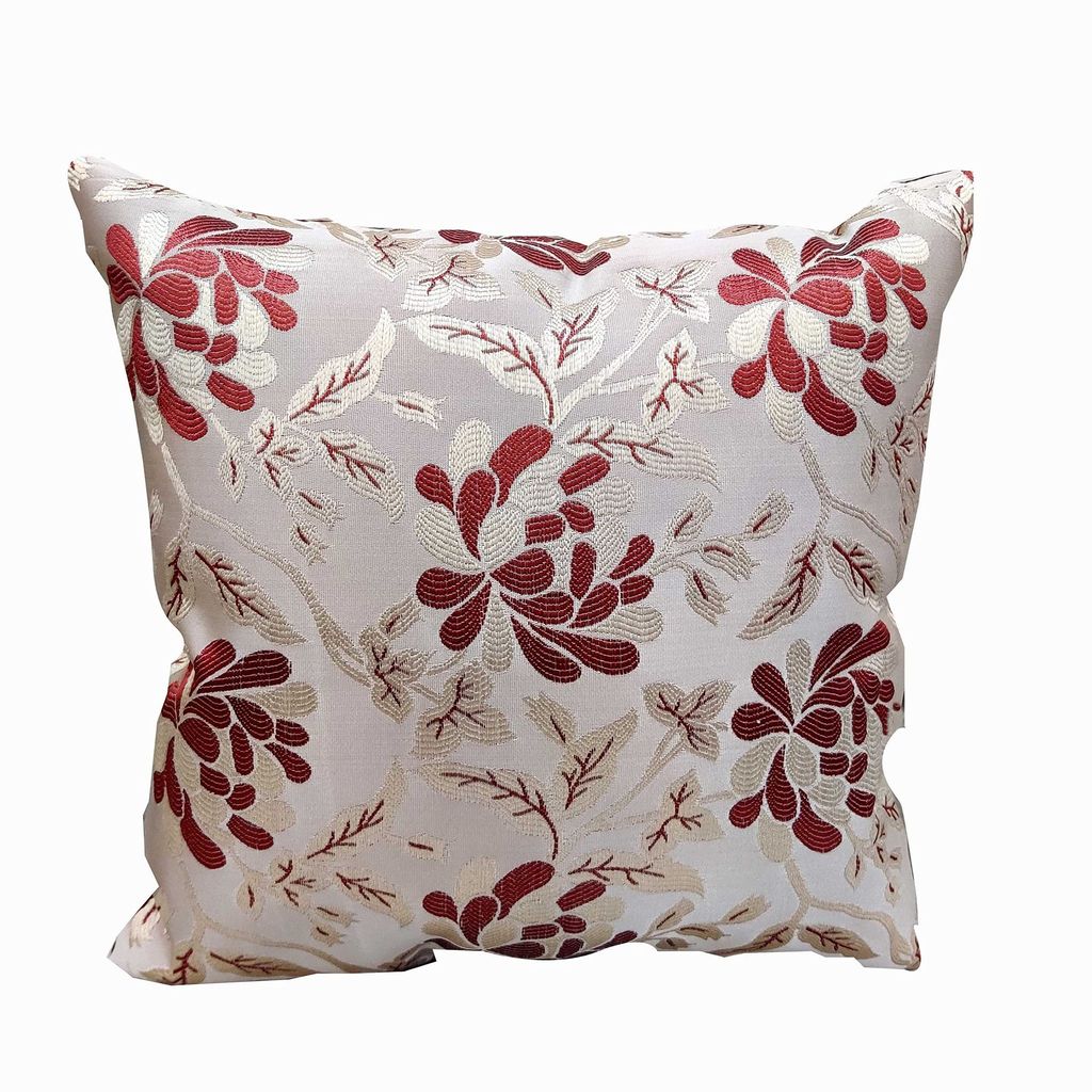 Maroon White Damask / Self Design / Woven Floral Motifs Zipper Square Combo Cushion Covers (24x24 inch or 60 x 60 cm) Set of 6 view 2