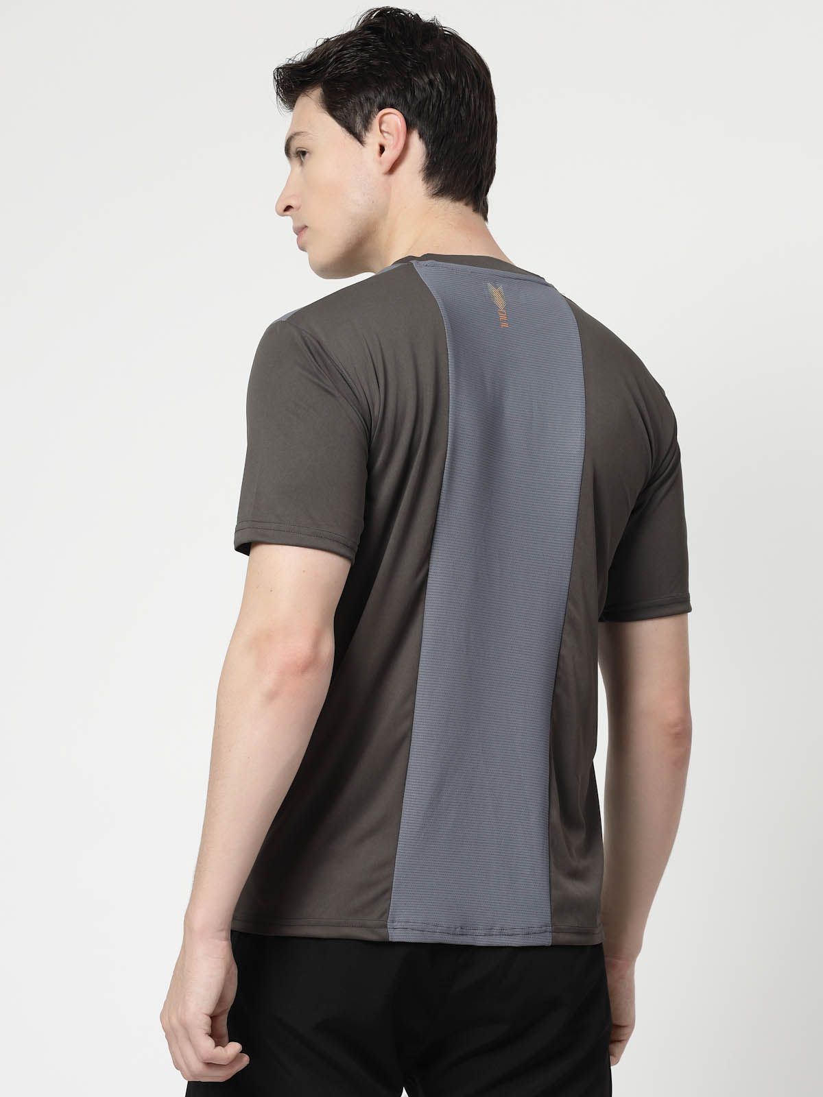 Men's Grey Round Neck Polyester T-shirt 1 set view 2