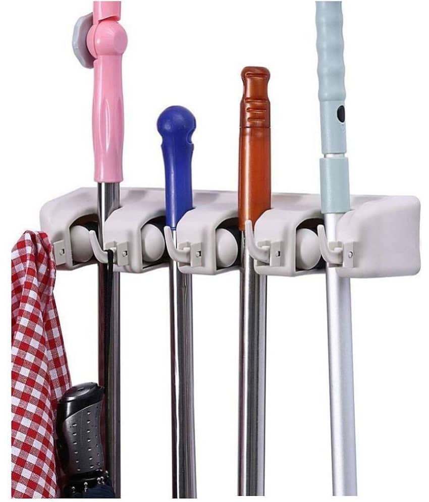 VRUSTIK 18 ENTERPRISE 4 Slot Broom Holder Garden Tool Organizer, Multipurpose Wall Mounted 9Pack Of 1). view 2
