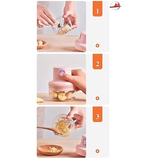 Wox Electric Mini Garlic Chopper Portable Cordless with USB Charging 450 W 250 ml Pink Color view 2