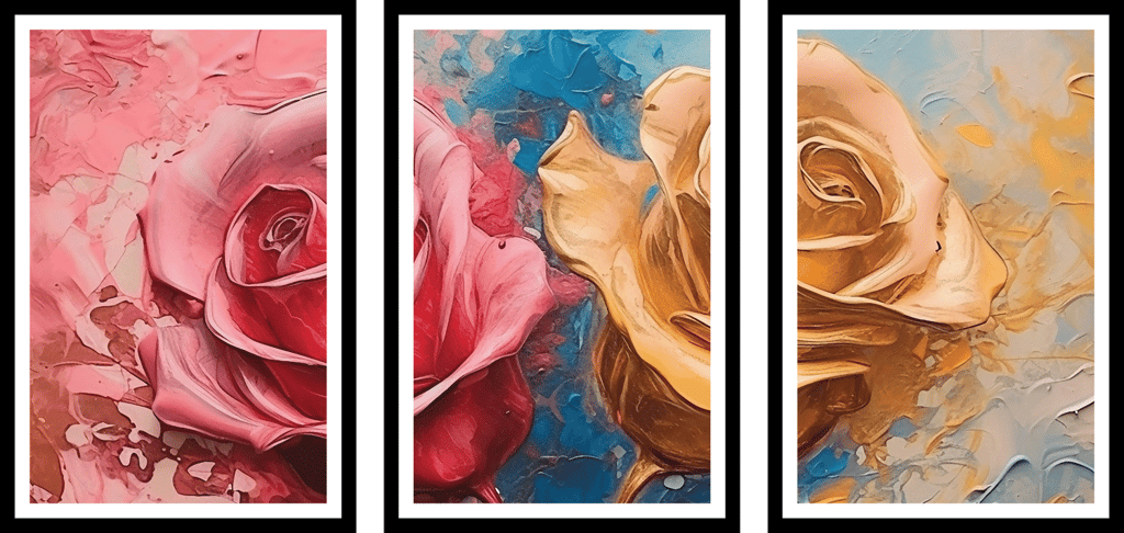 SET OF 3 TRIPTYCH WALL ART 48in X 24in WITH BLACK FRAME view 2