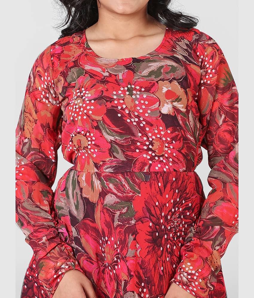 Aarya Designer Georgette Gown For Girls ( Pack of 1 , Red ) view 2