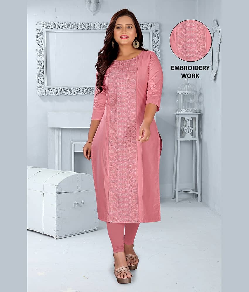 Hetsa Women Chanderi Embroidered A-line Kurti ( Multicolor ) view 2