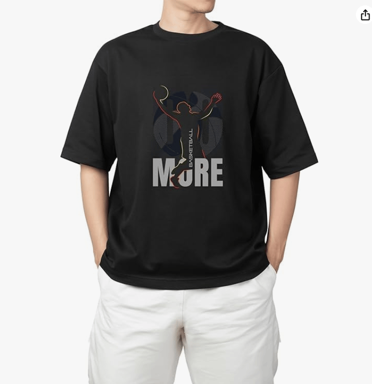 Black T-shirt with a graphic of a basketball player on the front. The shirt is made of 100% cotton and is available in sizes S-XL. view 2