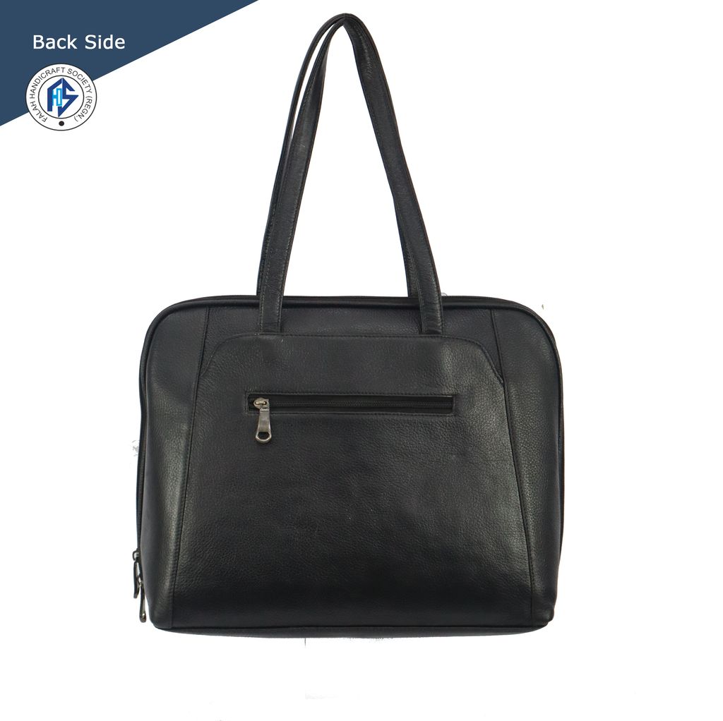 Genuine Leather Maroon FHS Satchel bag for Girls & Women - Black view 2