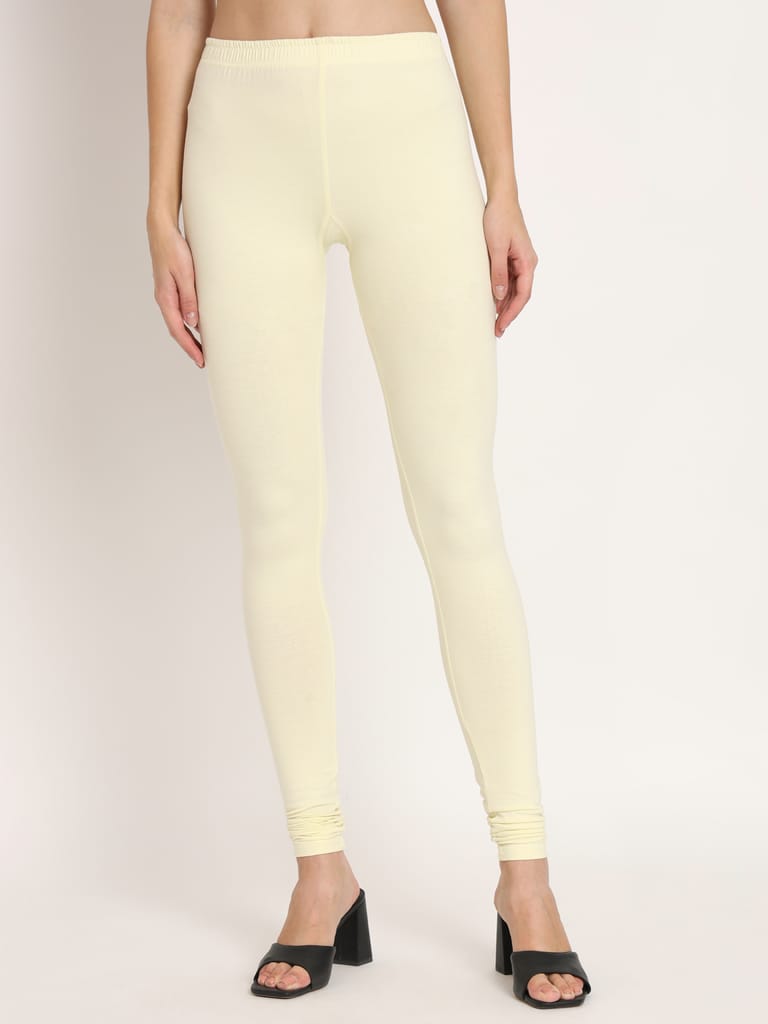 SOFT COLORS Women's Skinny Fit Ethnic Wear Churidar Leggings (Cream) view 2