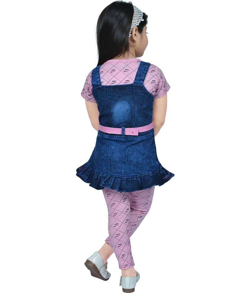 NewCollections Denim Dungarees For Girls ( Pack of 1 , Light Pink ) view 2