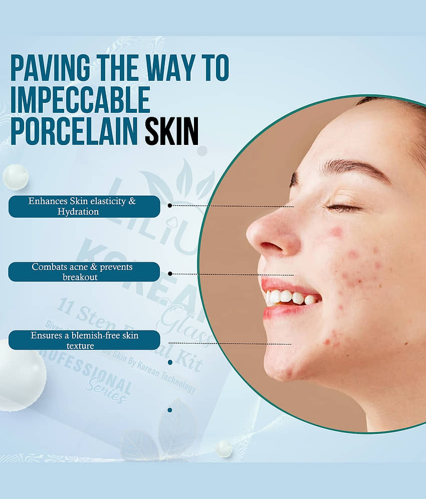 Lilium Korian Glass 11 Step Facial Kit 3 Times Use Facial Kit For All Skin Type Aloe Vera 1 ( Pack of 1 ) view 2