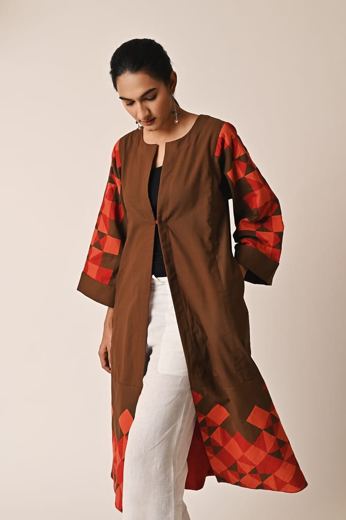 Rishta Long Brown Ralli Jacket view 2