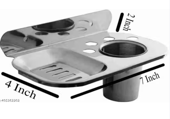 WEKTU Single Soap Dish With Tumbler/Brush Holder/Paste Holder/1PC125 (Silver) view 2